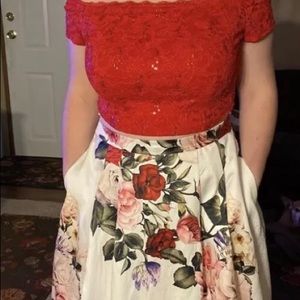 Be Darlin long  floral prom dress size 15